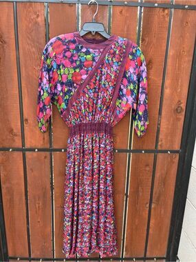 Diane Freis Vintage Georgette Dress colorful